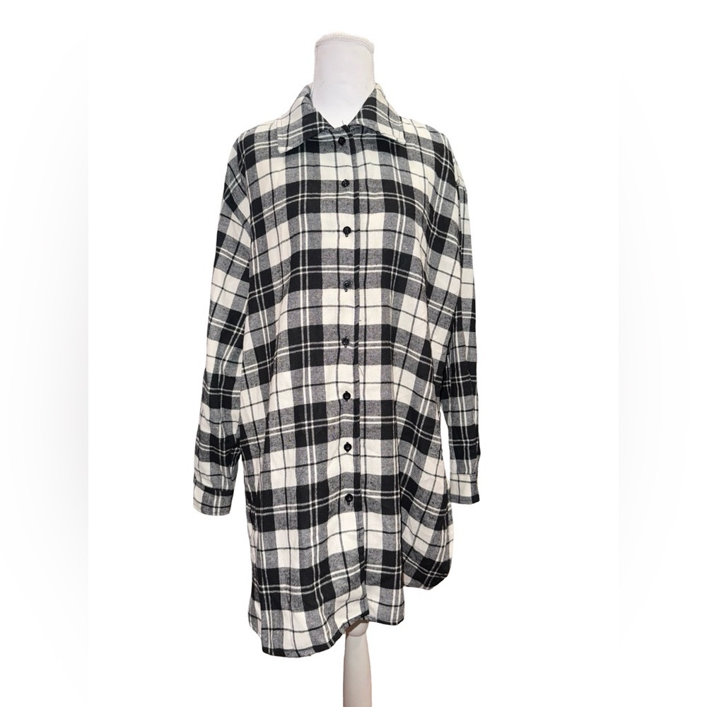 VICI black white plaid flannel button down shirt oversized small NWT - Picture 8 of 11